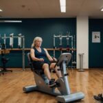 woman using advanced cycle trainer in physiotherapy clinic