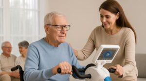 patient using medup v2 active passive physio trainer